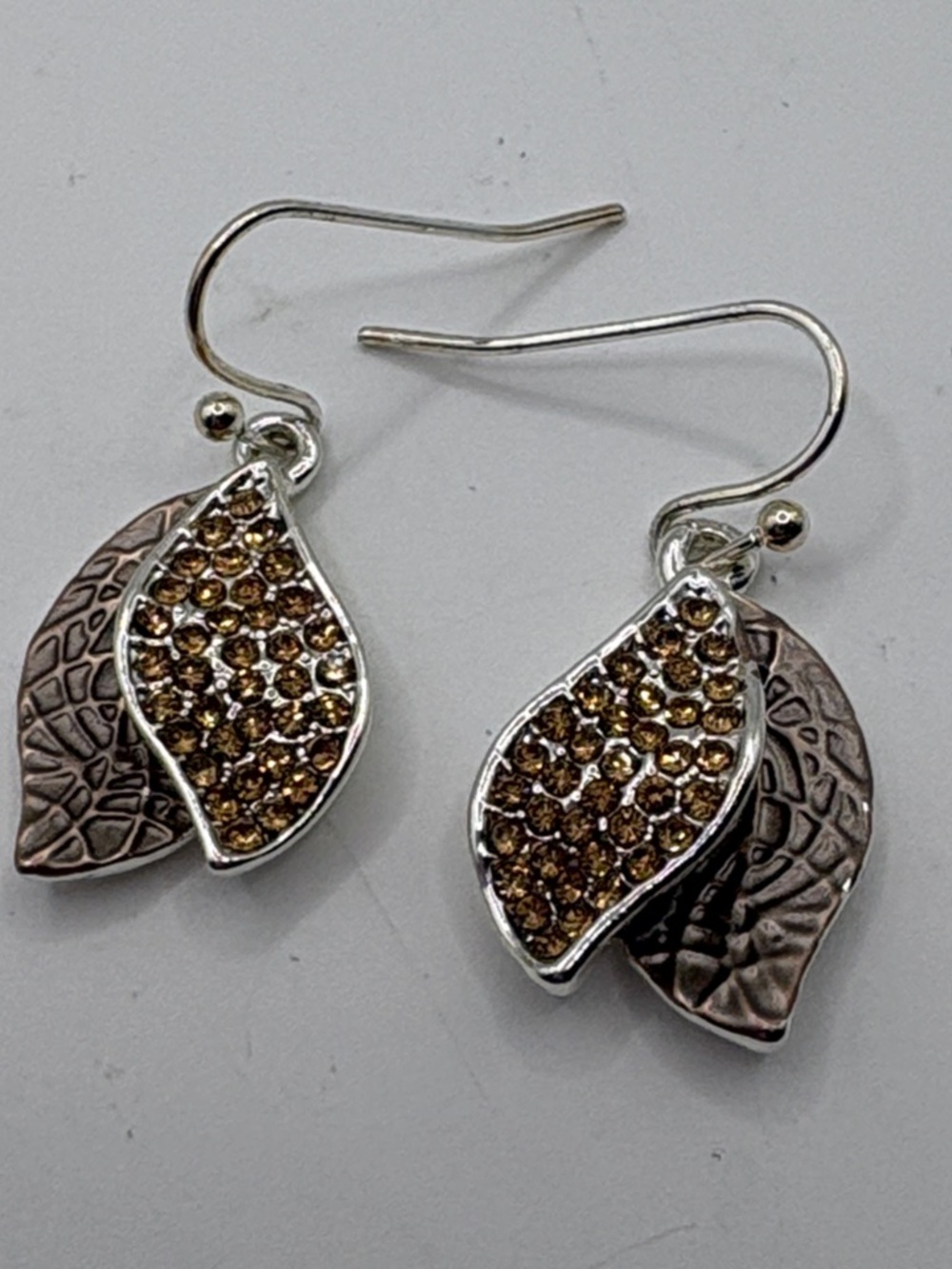 Amanda Blu Brown Crystal Leaf Drop Earrings - Picture 5 of 5